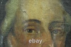 Tableau ancien portrait d'homme de qualité Louis XVI costume cadre bois doré HST