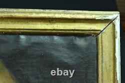 Tableau ancien portrait d'homme de qualité Louis XVI costume cadre bois doré HST