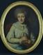 Tableau ancien portrait de Dame de Qualit&eacute; costume Louis XVI 18 &egrave;me ovale hst