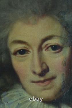 Tableau ancien portrait de Dame de Qualité costume Louis XVI 18 ème ovale hst