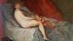 Tableau ancien portrait de femme nue Venus et putti (entourage Boucher)