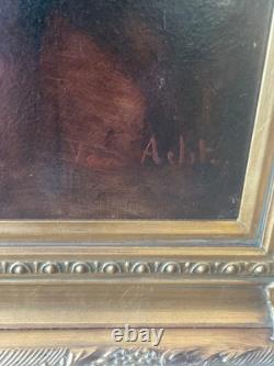 Tableau ancien portrait femme signé Van Aelst huile toile cadre doré