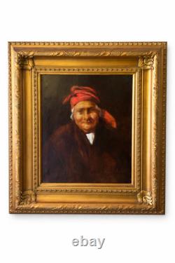 Tableau ancien portrait femme signé Van Aelst huile toile cadre doré
