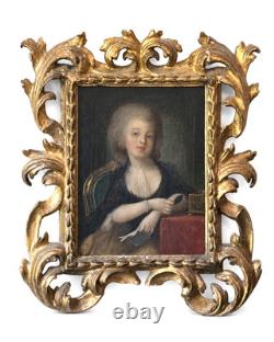 Tableau ancien portrait intime louis XVI jeune femme entourage Vigée le Brun 18e