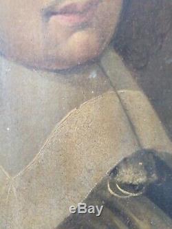 Tableau ancien portrait noblesse xviii eme homme en armure militaire armoiries