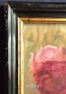Tableau ancien proche Auguste RENOIR Étude Impressionniste Roses au Vase Huile