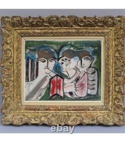 Tableau ancien scène de genre portait Toxicomanes Drogati cubique Miro Carcano
