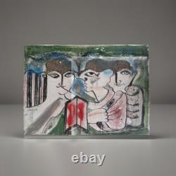 Tableau ancien scène de genre portait Toxicomanes Drogati cubique Miro Carcano