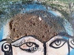 Tableau ancien scène de genre portait Toxicomanes Drogati cubique Miro Carcano