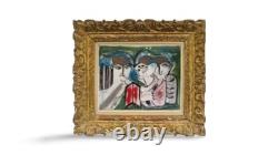 Tableau ancien scène de genre portait Toxicomanes Drogati cubique Miro Carcano