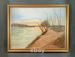 Tableau ancien signé Auguste BOUCHET Fils (1876-1937) HST Avignon LA BARTHELASSE