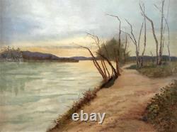 Tableau ancien signé Auguste BOUCHET Fils (1876-1937) HST Avignon LA BARTHELASSE