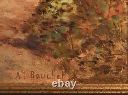 Tableau ancien signé Auguste BOUCHET Fils (1876-1937) HST Avignon LA BARTHELASSE