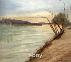 Tableau ancien signé Auguste BOUCHET Fils (1876-1937) HST Avignon LA BARTHELASSE