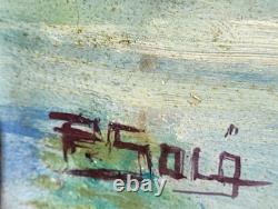Tableau ancien signé. Bord de Rivière Peinture huile sur panneau D'isorel