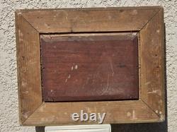 Tableau ancien signé Bord de Rivière Peinture huile sur panneau de bois