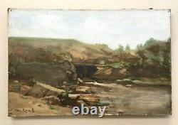 Tableau ancien signé Charles Francisque Raub, Paysage, Huile sur toile fin XIXe