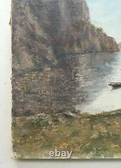Tableau ancien signé Clément Castelli, Lac de Lugano, Huile sur toile, XXe
