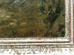 Tableau ancien signé Clovis Didier, Daté 1918, Vosges, Huile sur carton, XXe