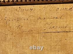 Tableau ancien signé. Datée 1866. Portrait D'enfant. Peinture huile sur toile