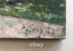 Tableau ancien signé Georges Aufray, Propriété provençale, Huile sur toile XXe