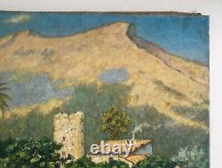 Tableau ancien signé H. Bazalgette, Paysage, Méditerranée, Huile sur toile, XXe