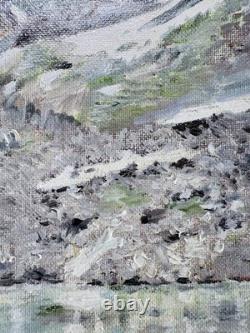 Tableau ancien signé Huile sur carton entoilé alpin glacier Haute-Savoie
