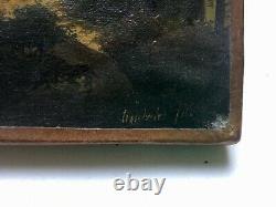 Tableau ancien signé, Huile sur toile, Paysage animé, Ecole du Nord, XIXe ou av