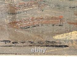 Tableau ancien signé. La Vieille Maison Peinture huile sur panneau D'isorel