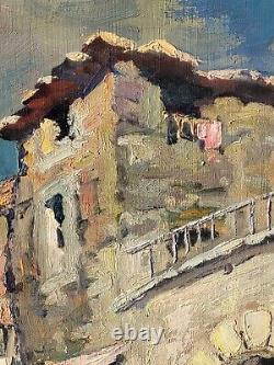 Tableau ancien signé. La Vieille Maison Peinture huile sur panneau D'isorel