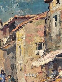 Tableau ancien signé. La Vieille Maison Peinture huile sur panneau D'isorel