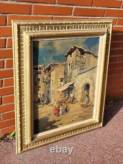 Tableau ancien signé. La Vieille Maison Peinture huile sur panneau D'isorel