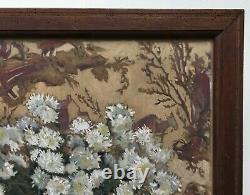 Tableau ancien signé Marty, Huile sur toile, Bouquet de fleurs, Début XXe