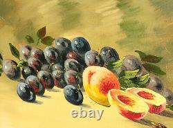 Tableau ancien signé. Nature morte Au Fruits Peinture huile sur toile