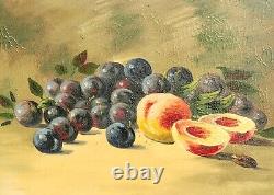 Tableau ancien signé. Nature morte Au Fruits Peinture huile sur toile