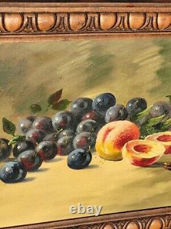Tableau ancien signé. Nature morte Au Fruits Peinture huile sur toile