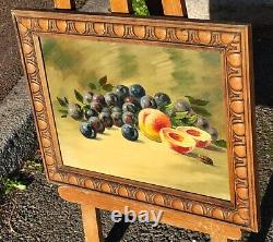 Tableau ancien signé. Nature morte Au Fruits Peinture huile sur toile