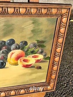 Tableau ancien signé. Nature morte Au Fruits Peinture huile sur toile