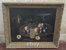 Tableau ancien signé Nature morte aux Fruits Peinture huile sur toile