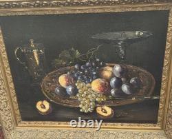 Tableau ancien signé Nature morte aux Fruits Peinture huile sur toile