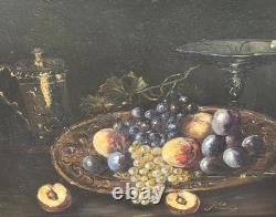 Tableau ancien signé Nature morte aux Fruits Peinture huile sur toile