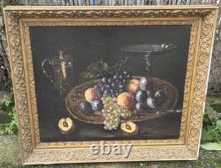 Tableau ancien signé Nature morte aux Fruits Peinture huile sur toile