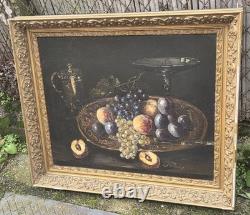 Tableau ancien signé Nature morte aux Fruits Peinture huile sur toile