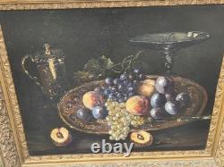 Tableau ancien signé Nature morte aux Fruits Peinture huile sur toile