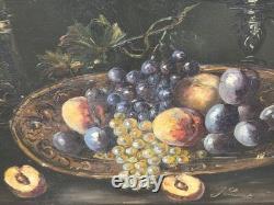 Tableau ancien signé Nature morte aux Fruits Peinture huile sur toile