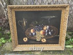 Tableau ancien signé Nature morte aux Fruits Peinture huile sur toile
