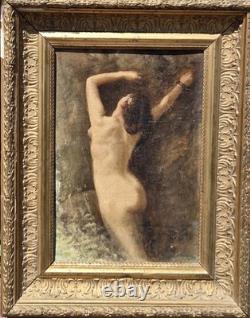 Tableau ancien signé. Nu Feminin. Peinture huile sur carton