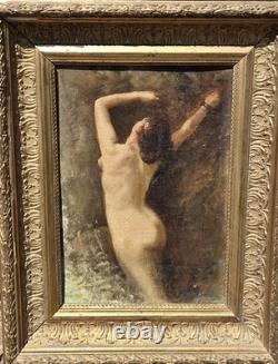 Tableau ancien signé. Nu Feminin. Peinture huile sur carton