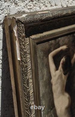 Tableau ancien signé. Nu Feminin. Peinture huile sur carton