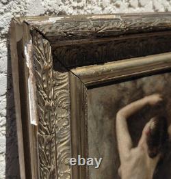 Tableau ancien signé. Nu Feminin. Peinture huile sur carton